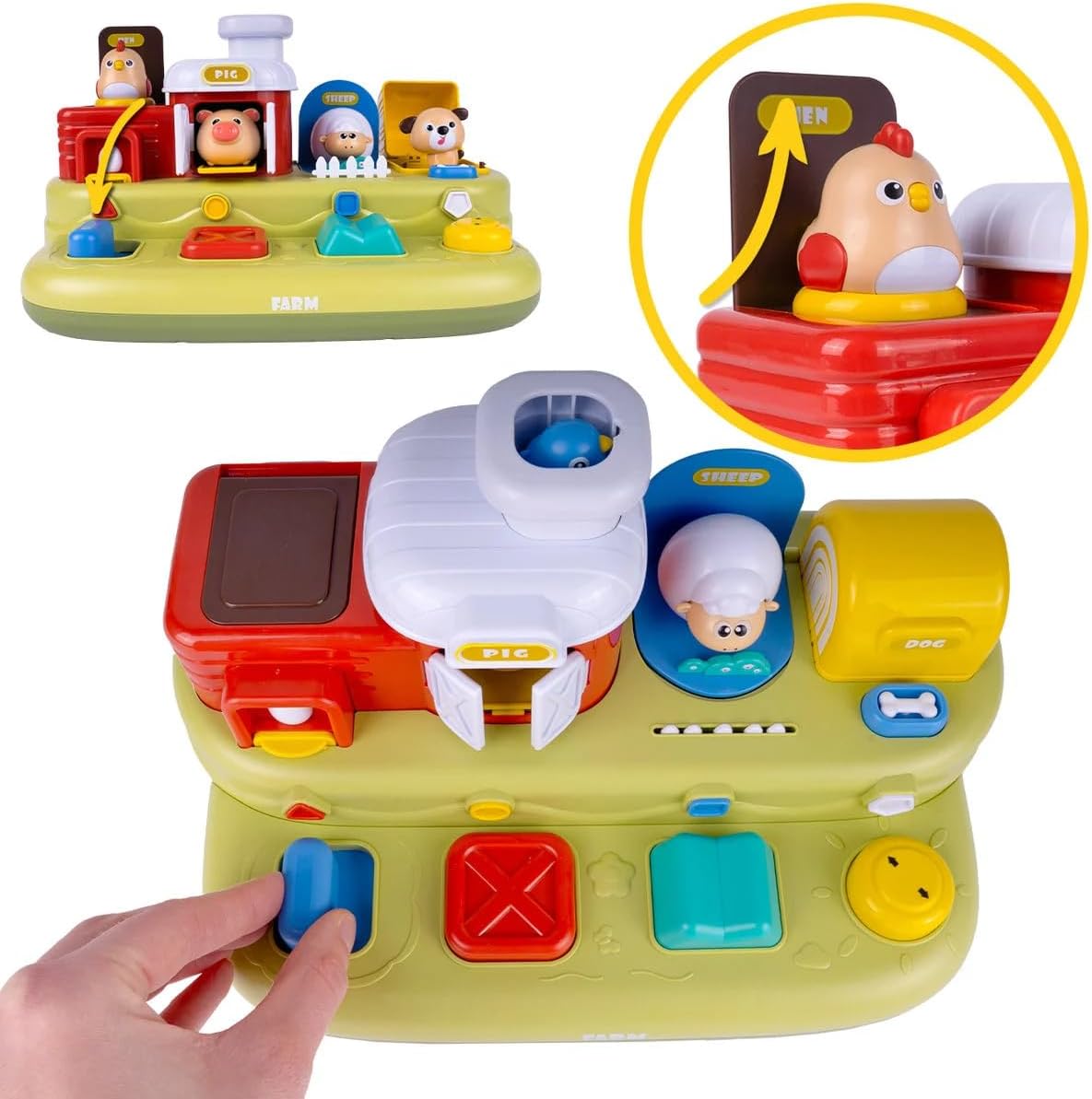 Brinquedo Educativo Interativo Infantil Fazenda Musical Pop Up Montessori Sensorial Desenvolvimento - Imagem 6