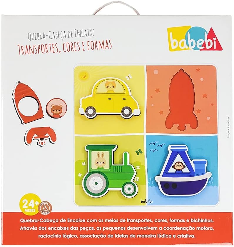 Babebi QUEBRA CABECA DE ENCAIXE TRANSPORTES. CORES E FORMAS, Multicor - Imagem 5
