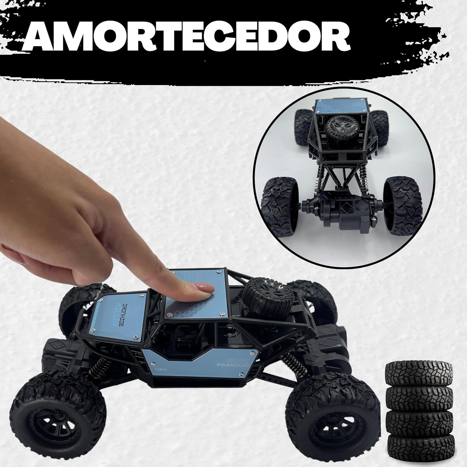 Carrinho Controle Remoto Recarregavel Off Road 4x4 Infantil Com Suspensão Grande e Bateria USB - Imagem 4