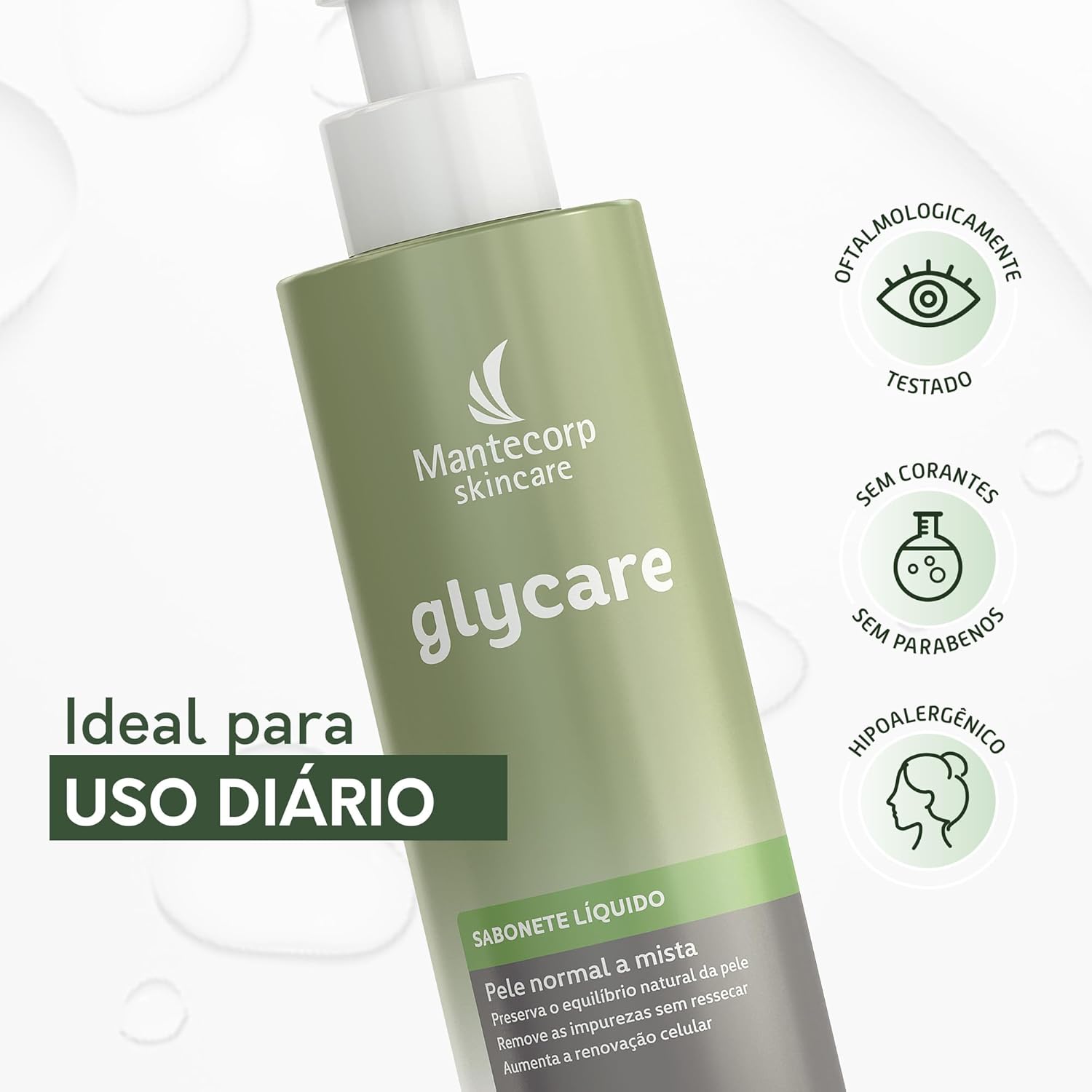 Mantecorp - Sabonete Líquido Facial Higienizador Glycare - Limpeza que Não Resseca a Pele, Promove Textura Macia e Agradável, Limpa e Hidrata - 300ml - Imagem 5