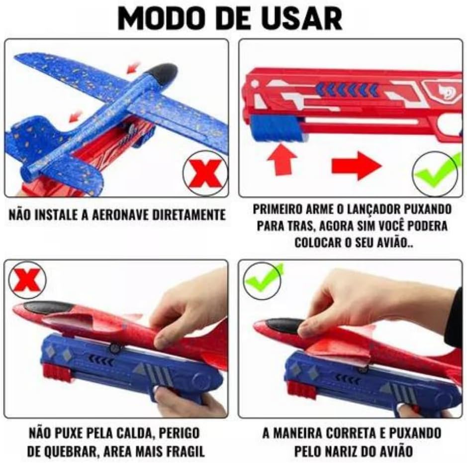 Brinquedo Avião Espuma Planador Lançador Catapulta Pistola (Sortido) - Imagem 7