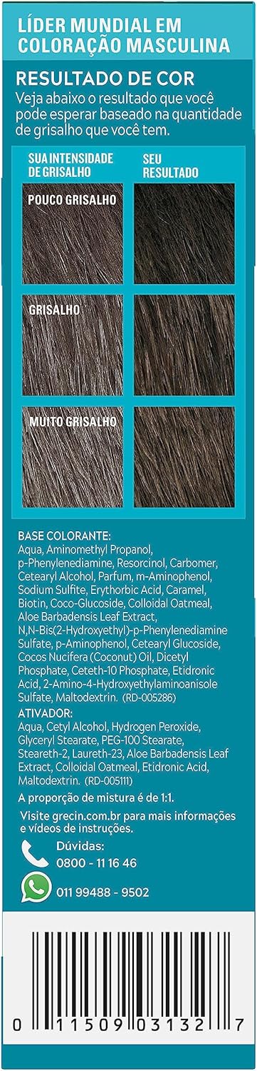 Just For Men Grecin 5 Color Gel, Barba e Bigode, Tonalizante que Elimina o Grisalho, Aparência Natural, Cor M100, Castanho Escuro, 28g - Imagem 3