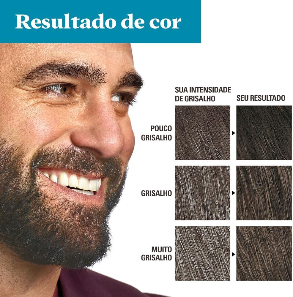 Just For Men Grecin 5 Color Gel, Barba e Bigode, Tonalizante que Elimina o Grisalho, Aparência Natural, Cor M100, Castanho Escuro, 28g - Imagem 6