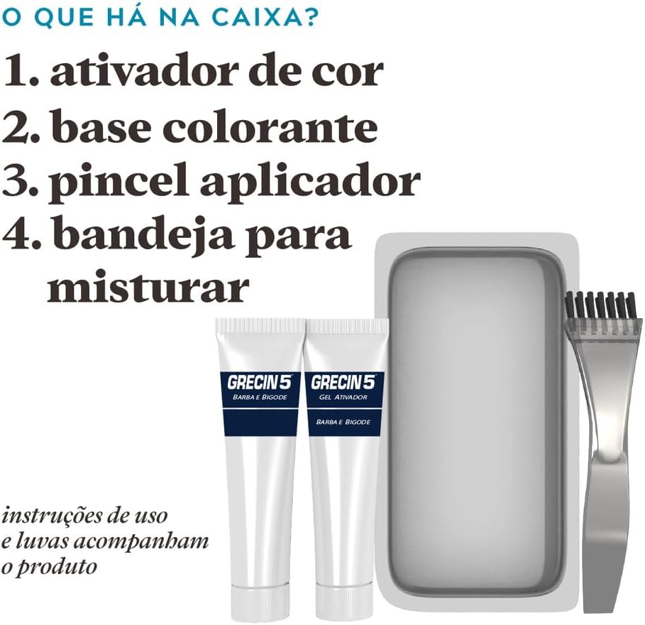 Just For Men Grecin 5 Color Gel, Barba e Bigode, Tonalizante que Elimina o Grisalho, Aparência Natural, Cor M100, Castanho Escuro, 28g - Imagem 8