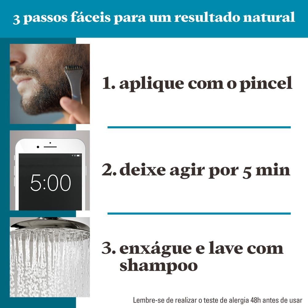 Just For Men Grecin 5 Color Gel, Barba e Bigode, Tonalizante que Elimina o Grisalho, Aparência Natural, Cor M100, Castanho Escuro, 28g - Imagem 9