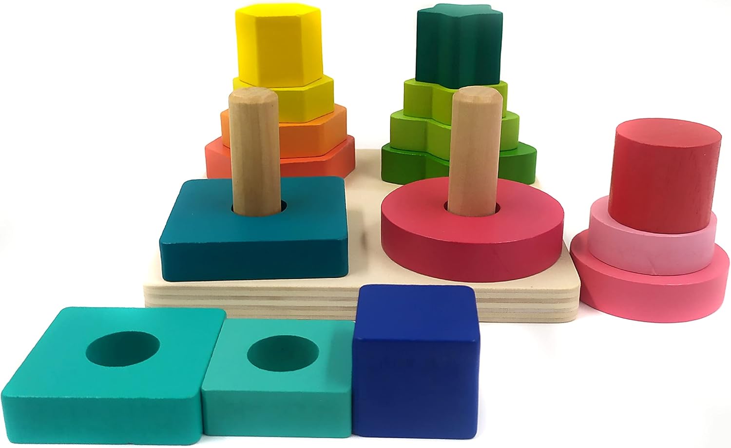 Brinquedo Educativo Pirâmides Encaixar Formas Geométricas - Imagem 4
