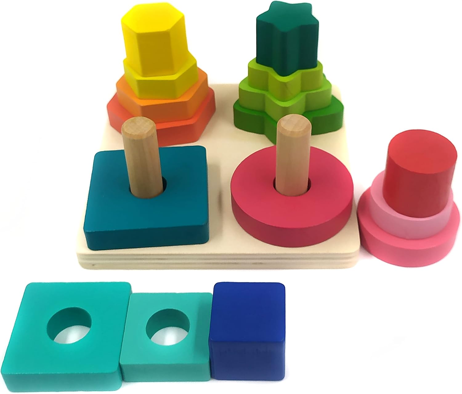 Brinquedo Educativo Pirâmides Encaixar Formas Geométricas - Imagem 5