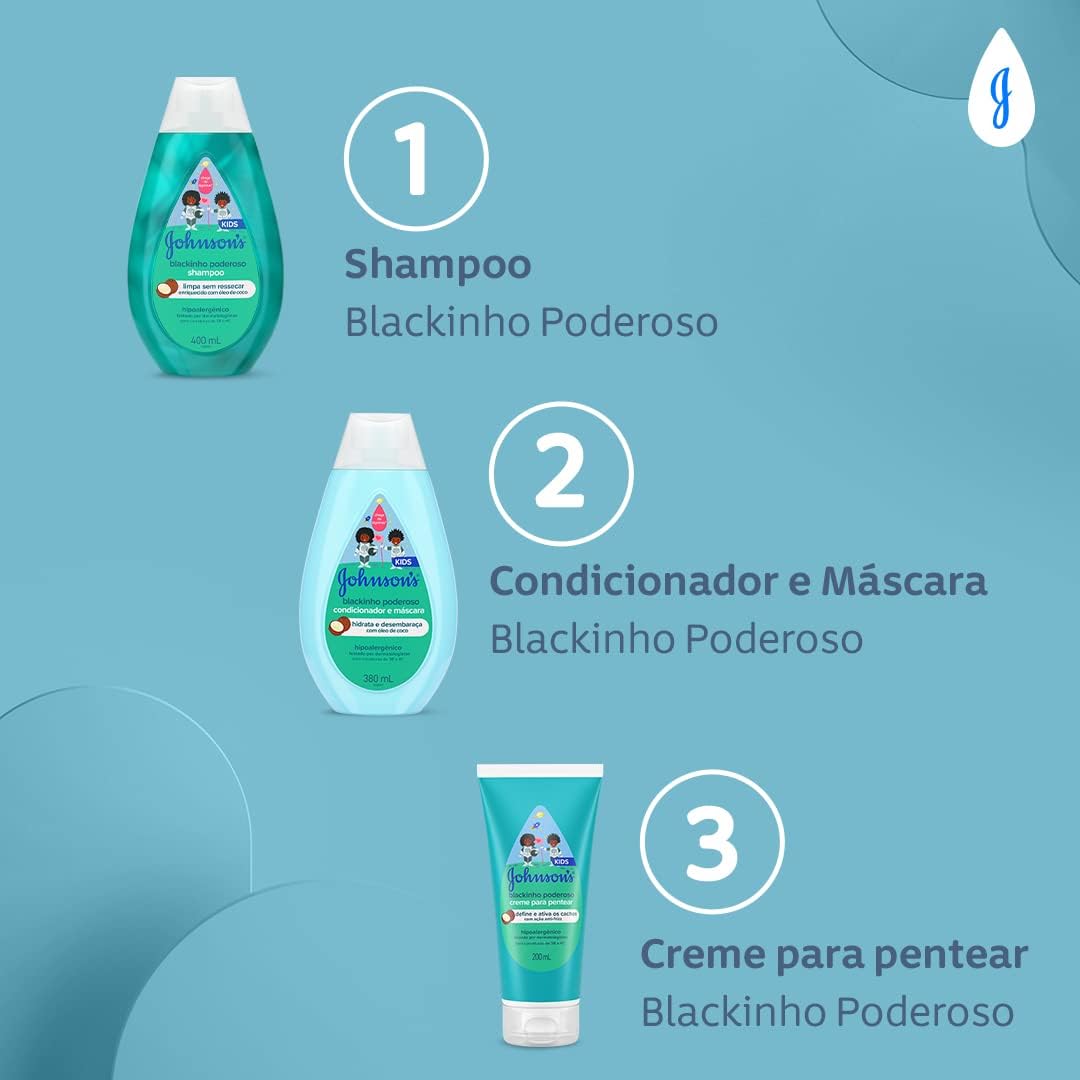 Johnson's Baby Creme Para Pentear Infantil Para Cabelos Crespos Blackinho Poderoso, 200ml - Imagem 6