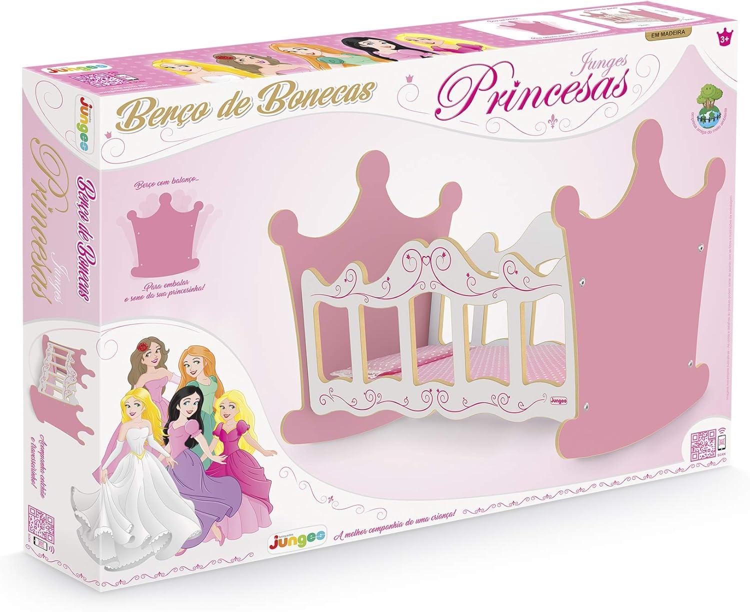 Berço de Bonecas Princesas Junges Rosa - Imagem 4