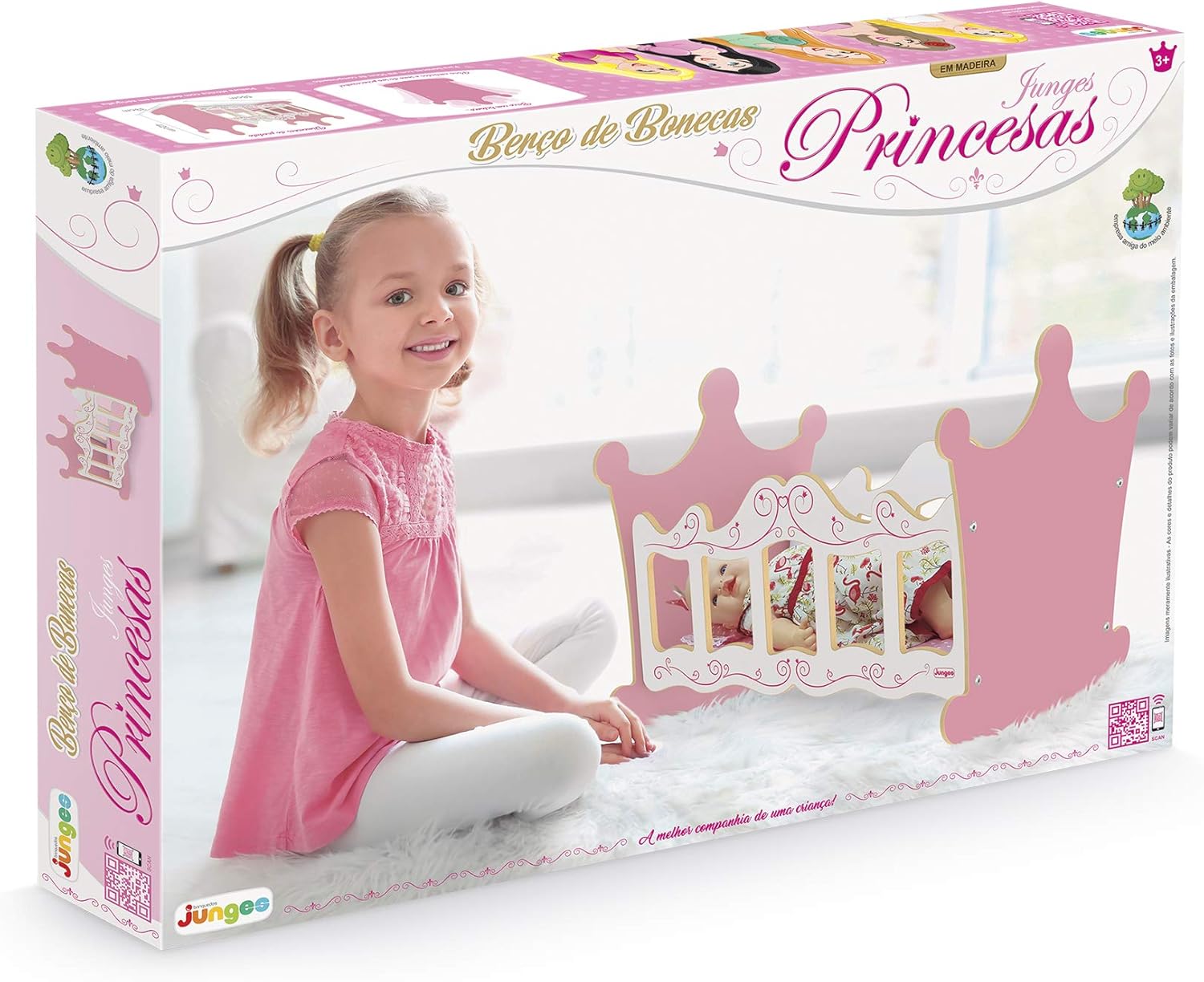 Berço de Bonecas Princesas Junges Rosa - Imagem 5