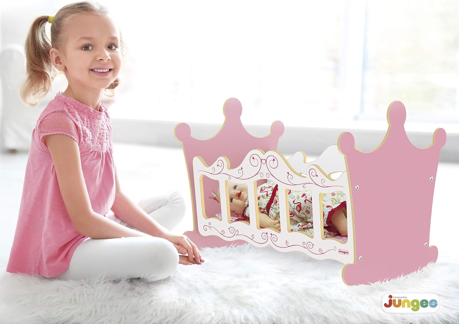 Berço de Bonecas Princesas Junges Rosa - Imagem 6