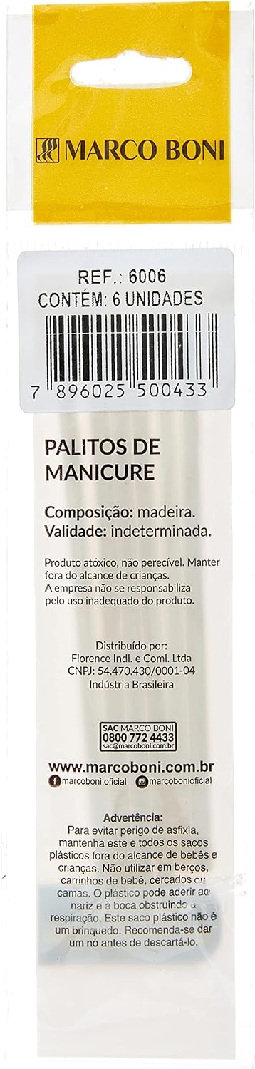Marco Boni Cartela Com 06 Palitos Para Manicure Pequeno 6006 Bege - Imagem 3