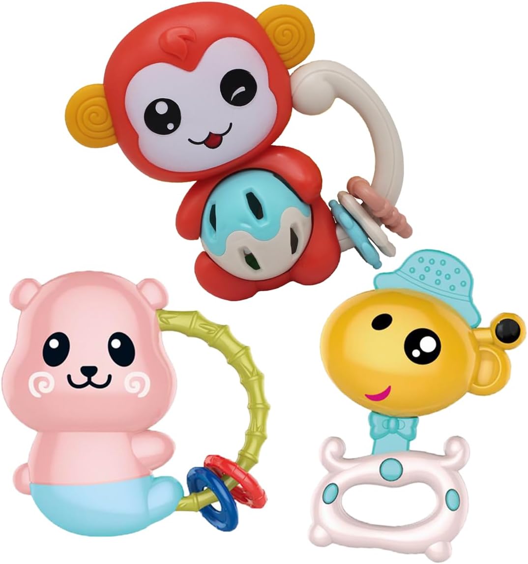 Brinquedo Bebê Kit 3 Chocalhos Infantil Mordedor Colorido Legal - Imagem 5