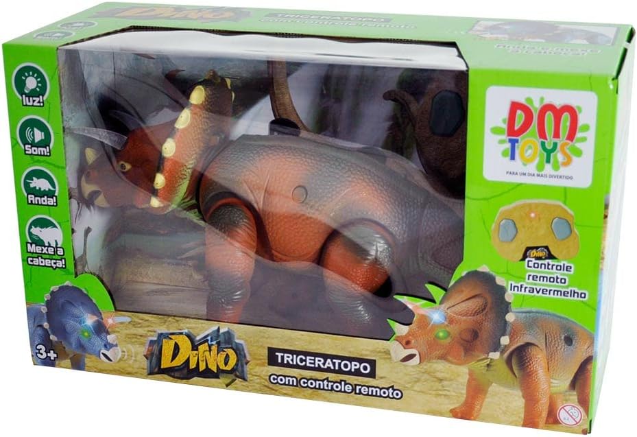 Boneco Dinossauro Tricerátopo com Controle Remoto, DM Toys - Imagem 3