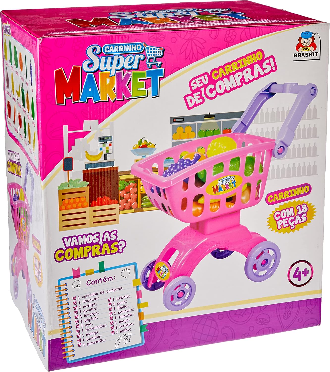 CARRINHO SUPER MARKET ROSA - Imagem 4