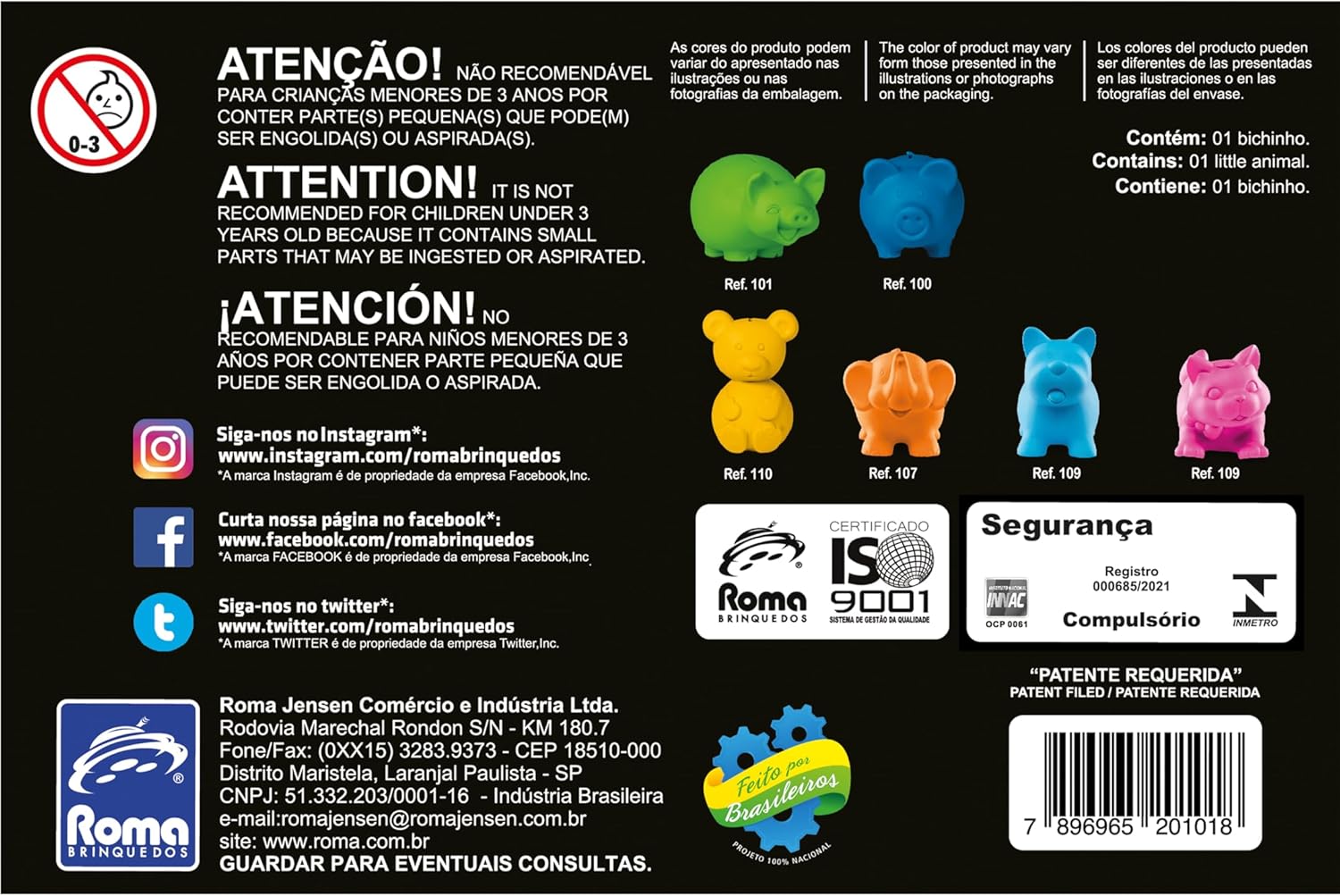 Bichinhos Porco - Cofrinho, Roma Brinquedos, Cores Sortidos - Imagem 9