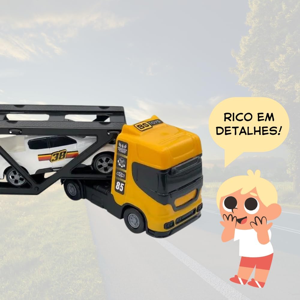 Brinquedo Caminhão Cegonheira c 2 Carrinhos Divertido cor Sortido - Imagem 4