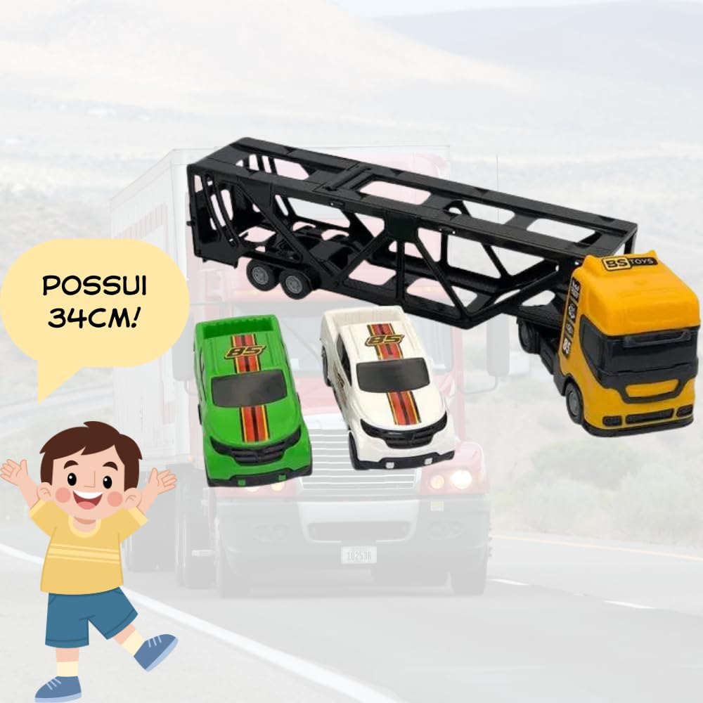 Brinquedo Caminhão Cegonheira c 2 Carrinhos Divertido cor Sortido - Imagem 5