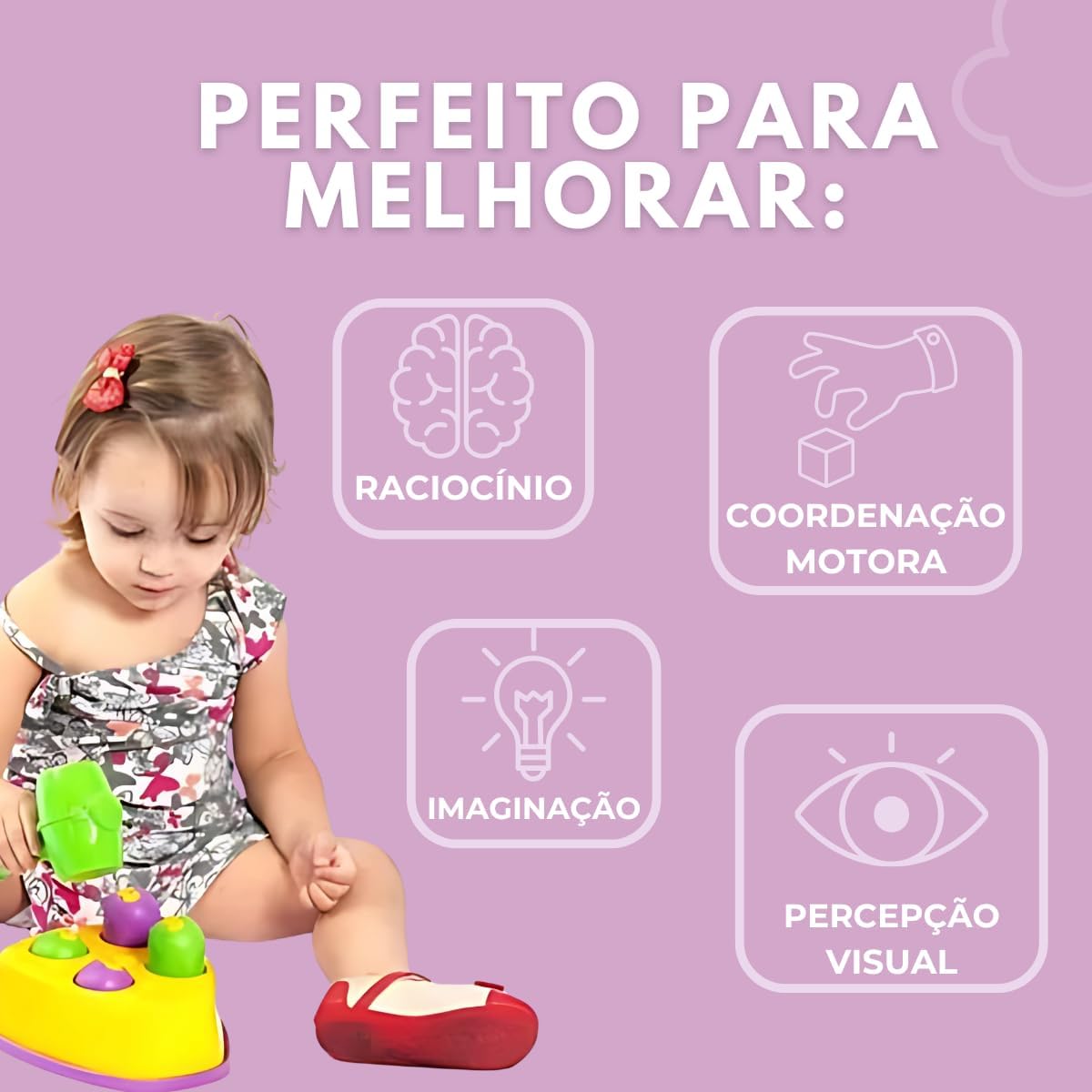 Brinquedo Infantil Rata Tuff Interativo Bata No Ratinho com Martelo S/Caixa Didática - Imagem 8