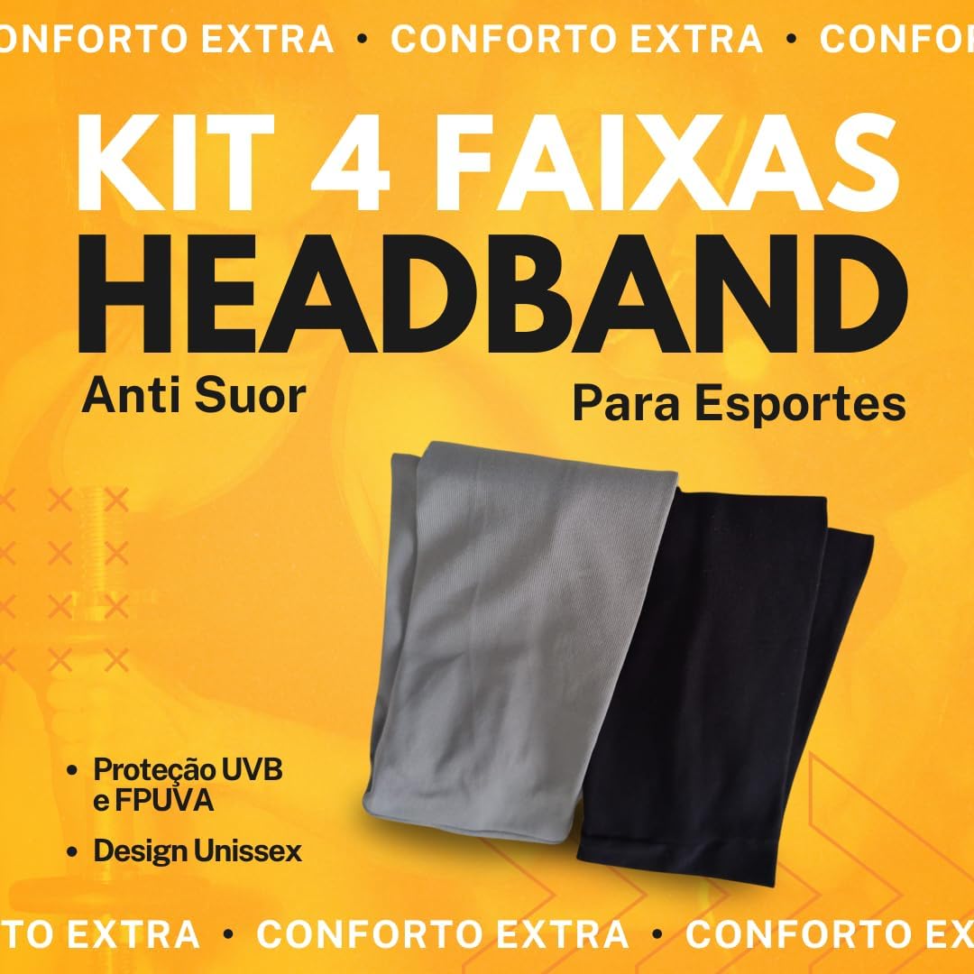 4 Faixas Headband Anti Suor Cabelo Testa Esporte Corrida - Imagem 2