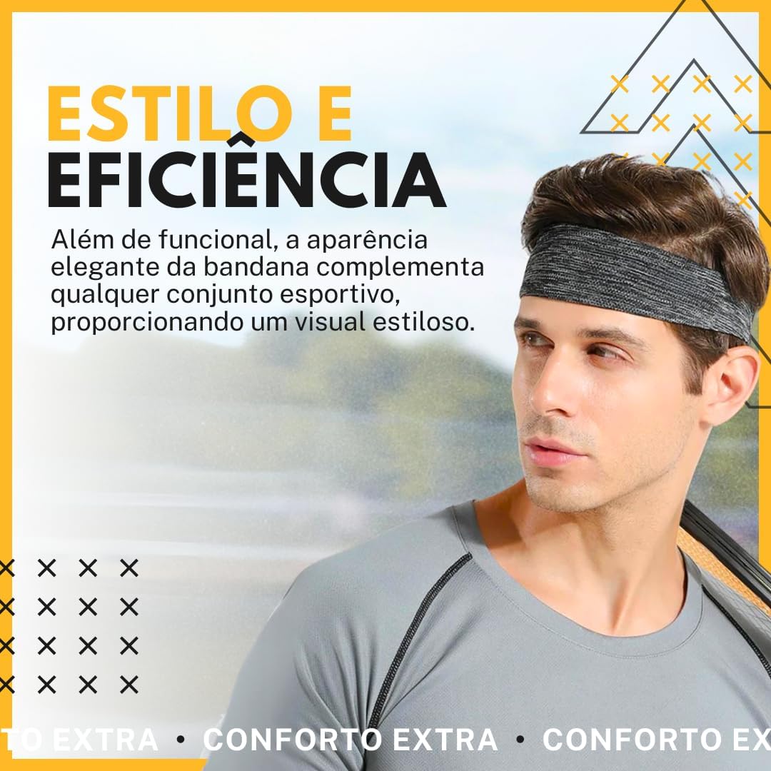 4 Faixas Headband Anti Suor Cabelo Testa Esporte Corrida - Imagem 3