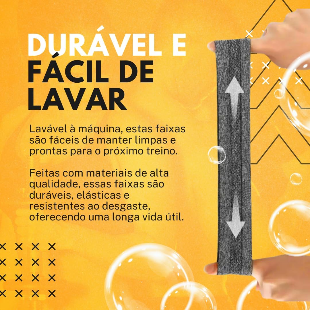 4 Faixas Headband Anti Suor Cabelo Testa Esporte Corrida - Imagem 5