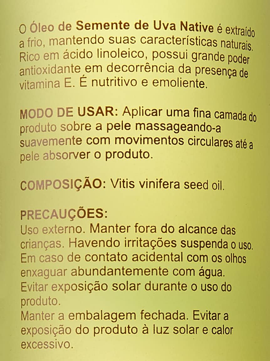 Óleo de Semente de Uva 120ml, Native, Amarelado - Imagem 3