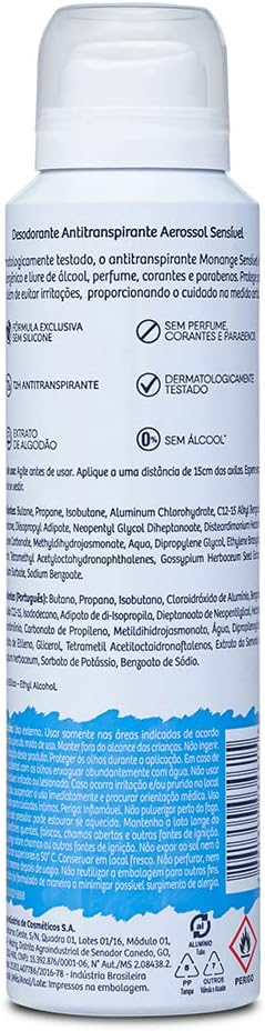 Monange Desodorante Aerossol Sem Perfume 90G - Imagem 3