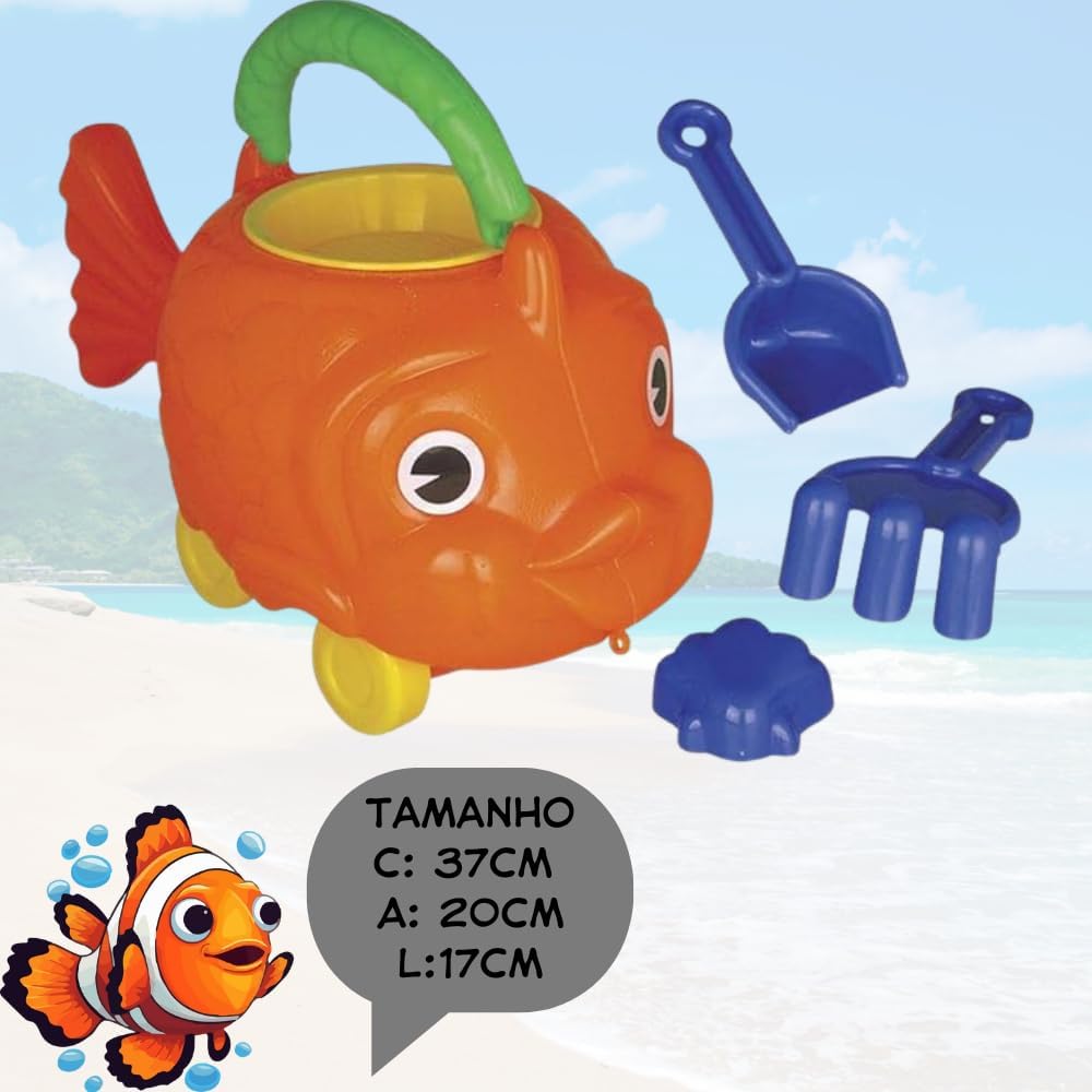 Baldinho de Praia Peixe Infantil c Acessórios Peixão - Imagem 3