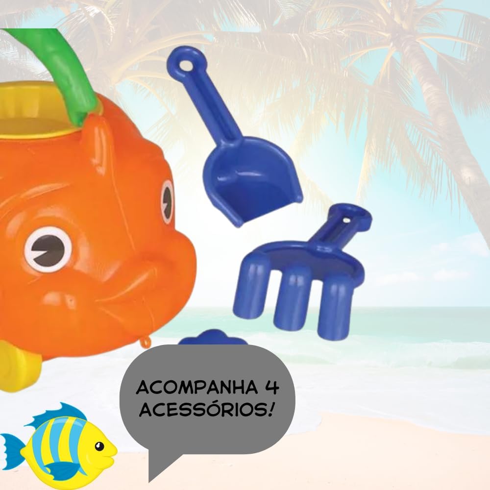 Baldinho de Praia Peixe Infantil c Acessórios Peixão - Imagem 4