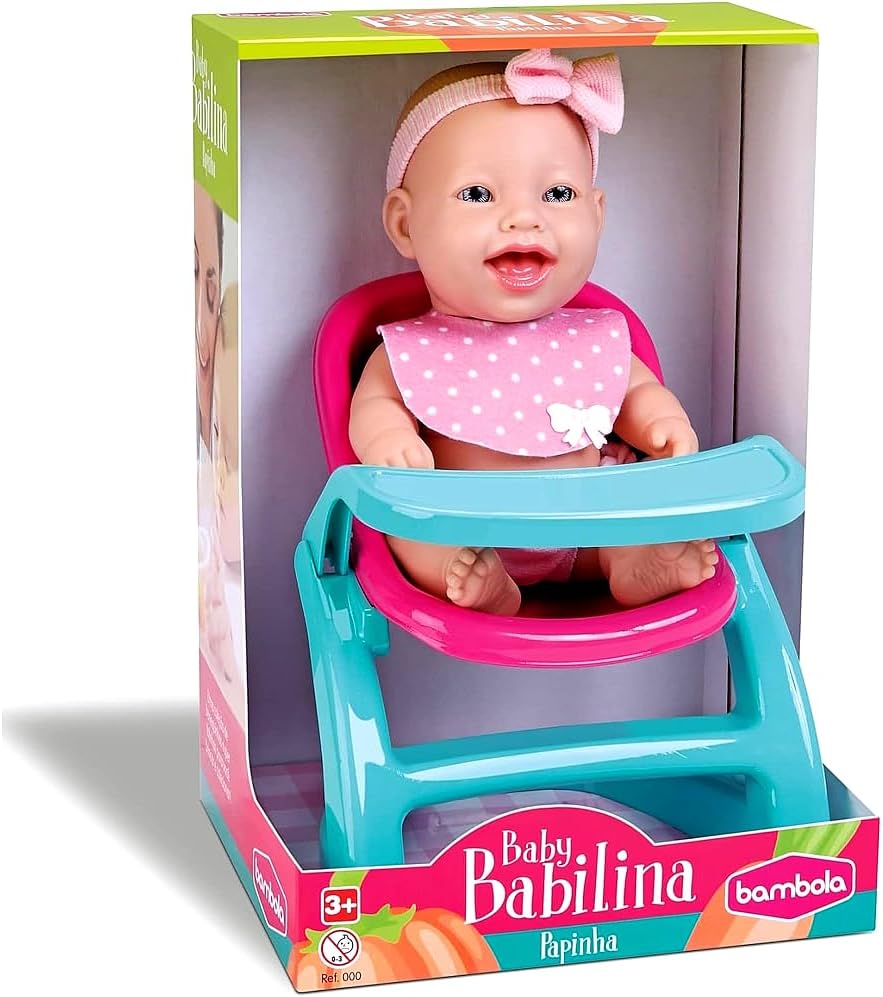 Boneca Baby Babilina Papinha Premium Com Cadeirão na Caixa - Imagem 3