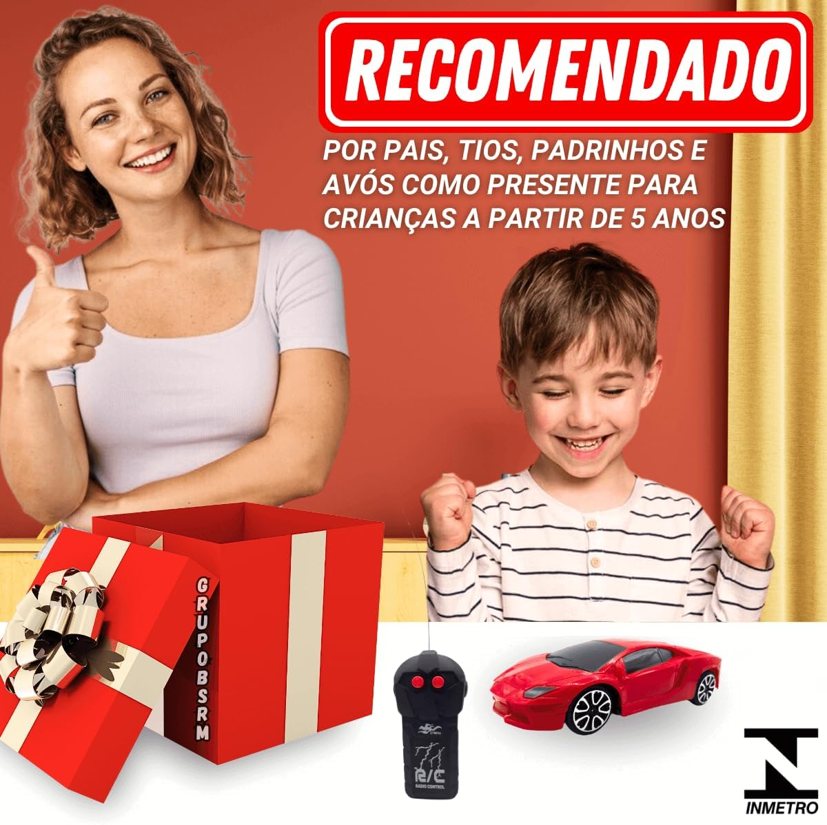 carrinho de controle remoto brinquedo menino 3 anos criança 3 anos carro de policia presente dia das crianças (Amarelo) - Imagem 4