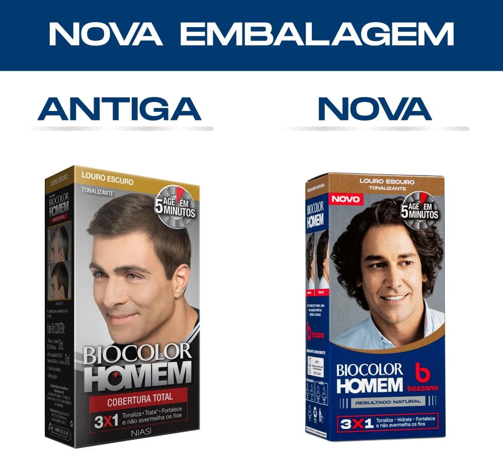 Biocolor Homem Tonalizante De Cabelo Masculino Bozzano Louro Escuro - Imagem 2