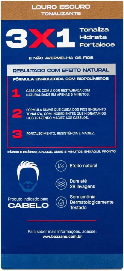 Biocolor Homem Tonalizante De Cabelo Masculino Bozzano Louro Escuro - Imagem 5