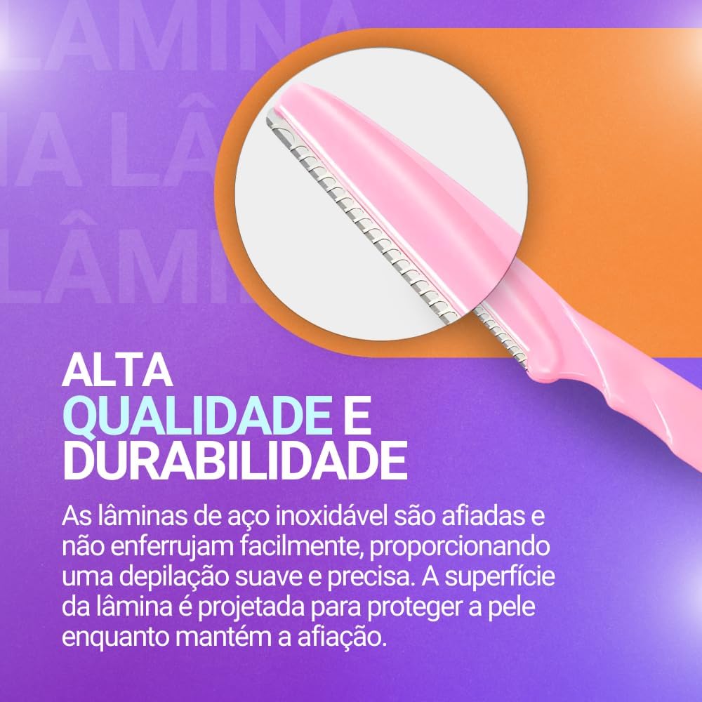 Kit de Navalha Lâminas Ferramentas de Depilação Esfoliante + Capa de Precisão - Sobrancelhas e Rosto - Imagem 3