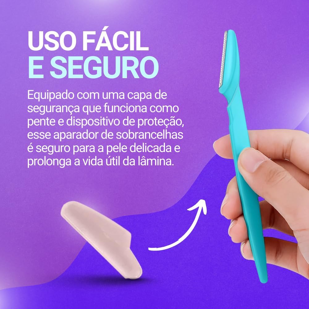 Kit de Navalha Lâminas Ferramentas de Depilação Esfoliante + Capa de Precisão - Sobrancelhas e Rosto - Imagem 4
