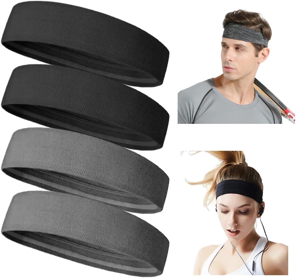 4 Faixas Headband Anti Suor Cabelo Testa Esporte Corrida