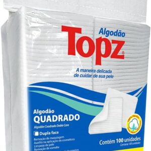 ALGODÃO QUADRADO DUPLA FACE TOPZ 100 UNIDADES SEM PERFUME
