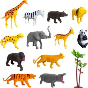 Animais Do Safari Kit Bichos De Plástico Com 12 Bonecos