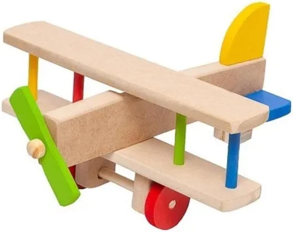 Avião Grande Brinquedo Pedagogico Colorido Aviãozinho de Madeira