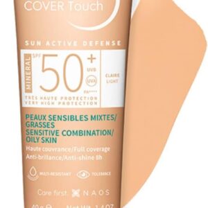 BIODERMA Photoderm Cover Touch FPS 50+ Cor Clara - Protetor Solar Mineral para Pele Oleosa com Cobertura Total 40ml