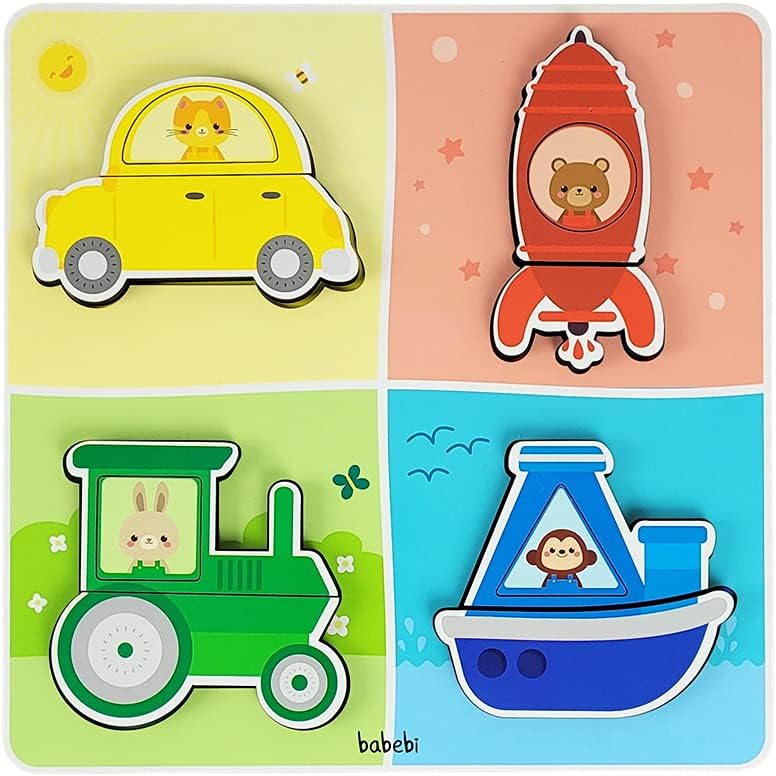 Babebi QUEBRA CABECA DE ENCAIXE TRANSPORTES. CORES E FORMAS, Multicor - Imagem 2