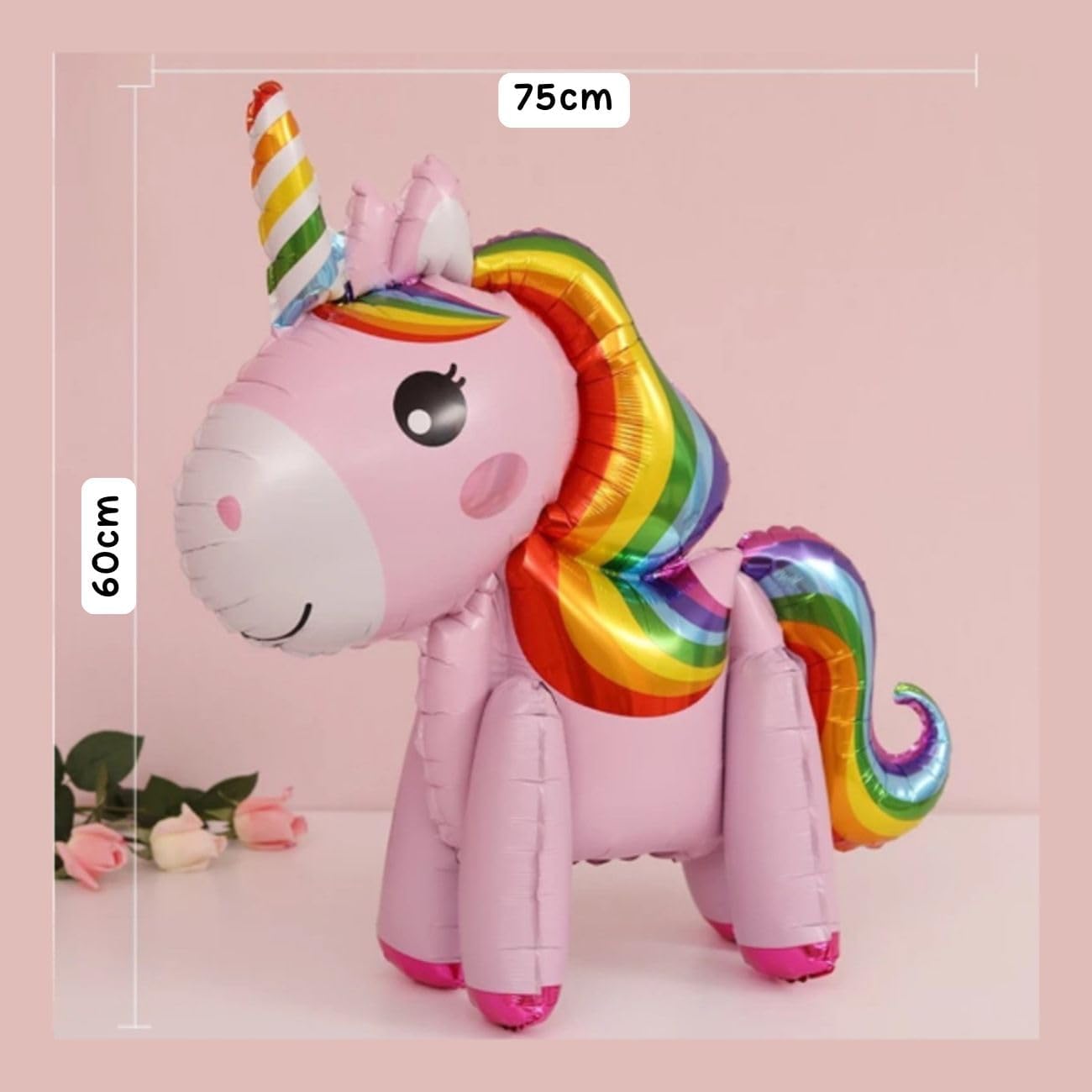 Balão Metalizado Unicórnio 3D, 75cm, Decoração para Festa de Aniversário, Pop (Rosa) - Imagem 2