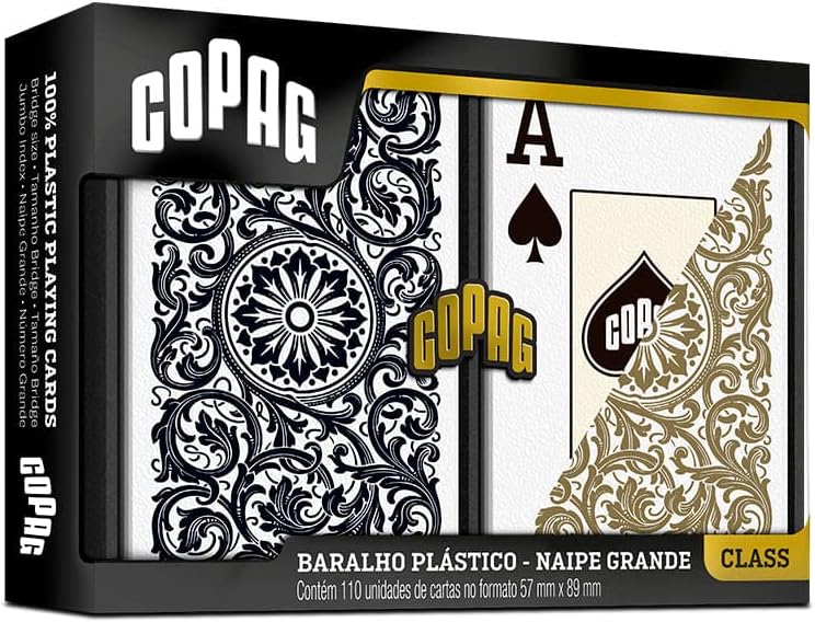 Baralho Class Elite Estojo Duplo Naipe Grande - Preto/Dourado - Copag