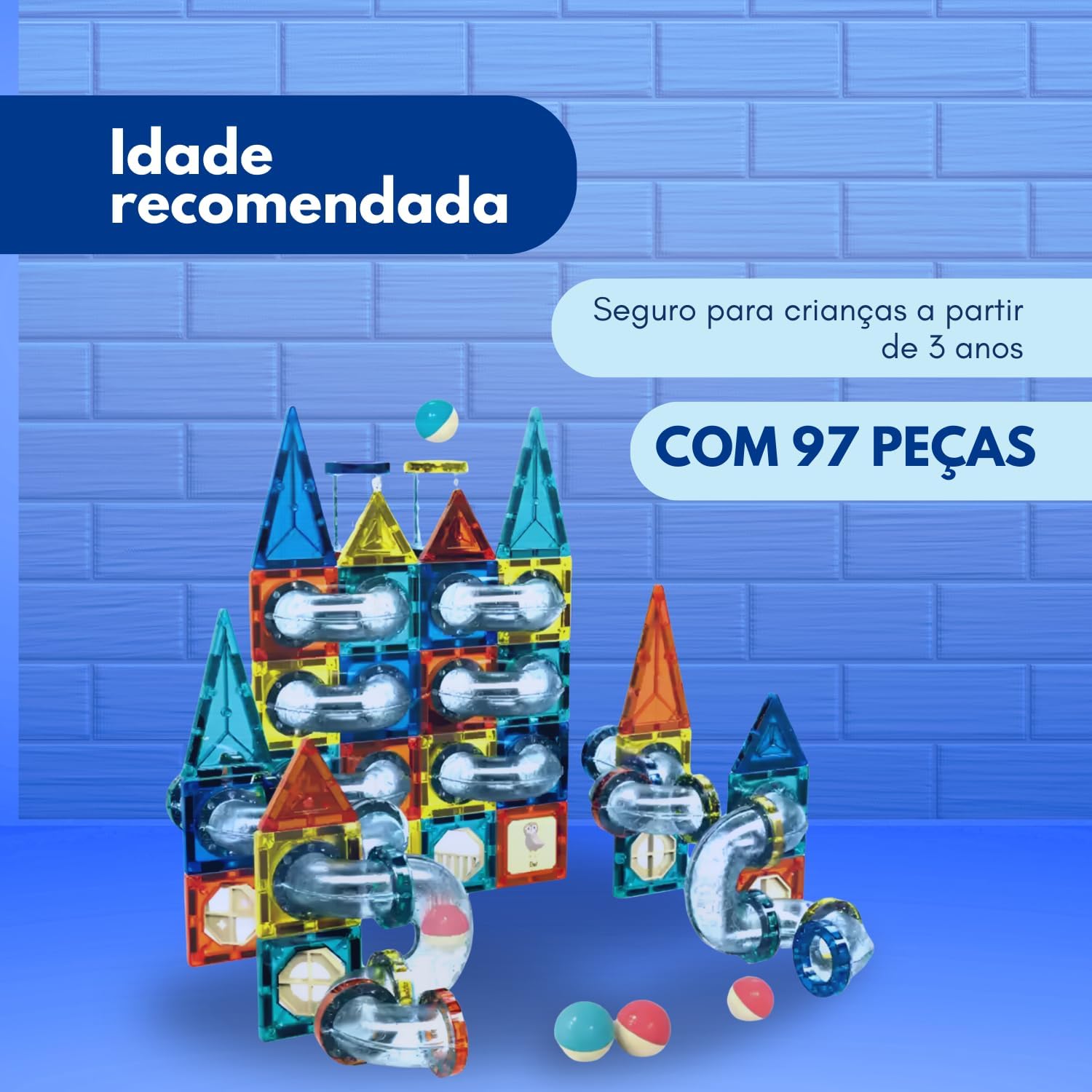 Blocos Magneticos Infantil Kidino Brinquedo Magnetico Blocos de Construir Imã Interativo Criança - Imagem 2