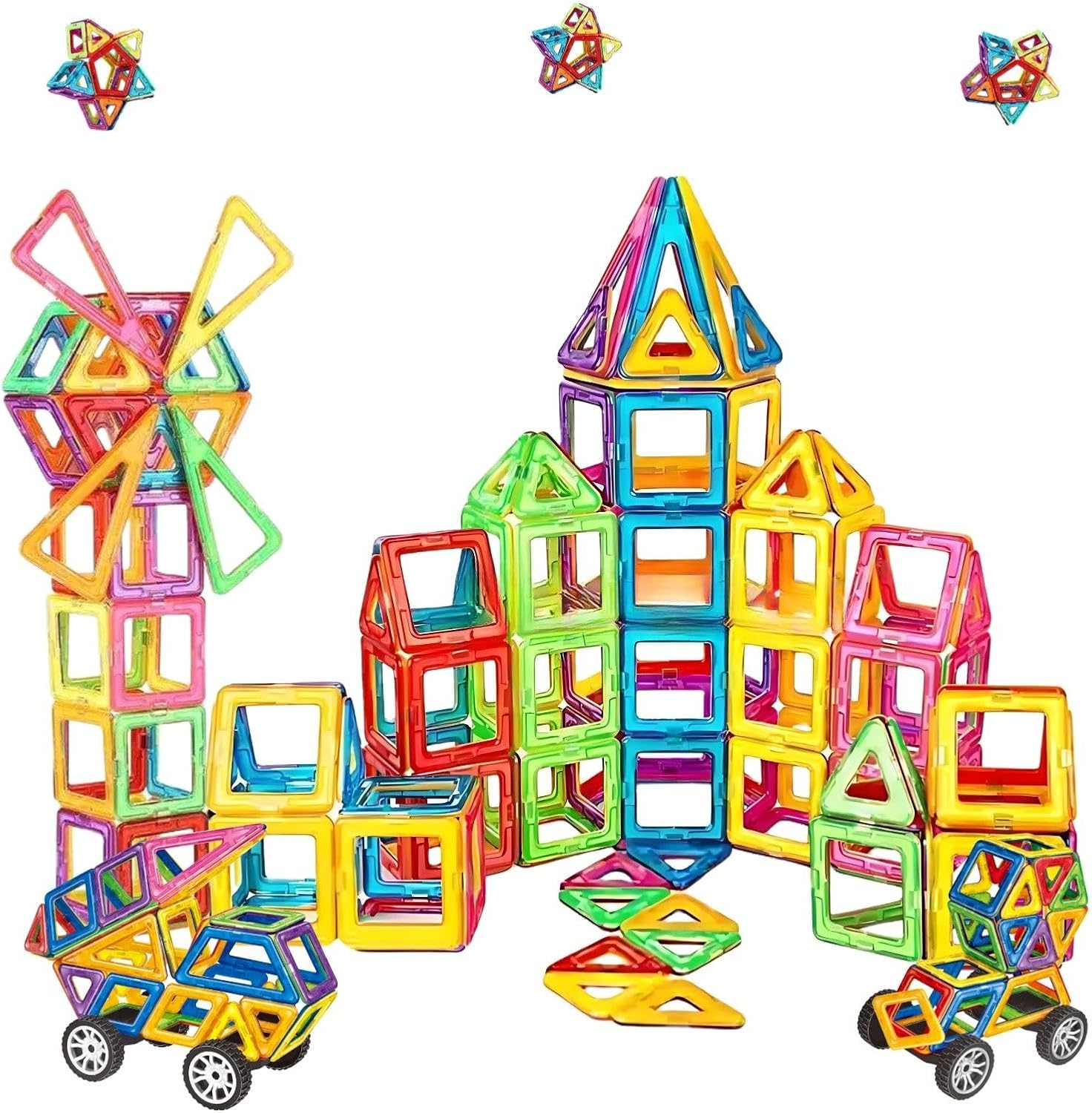 Blocos Magnéticos de Montar Infantil Brinquedo Educativo de Construção 120 Peças
