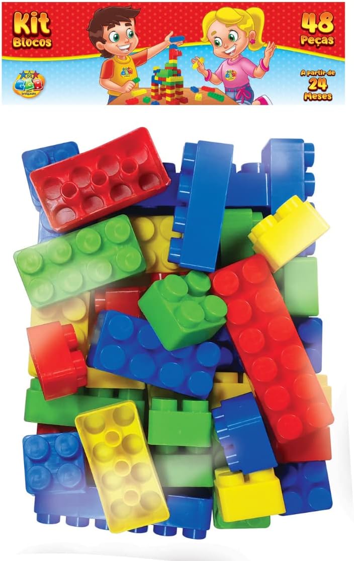Blocos de Montar Kit com 48 Peças, GGB Plast