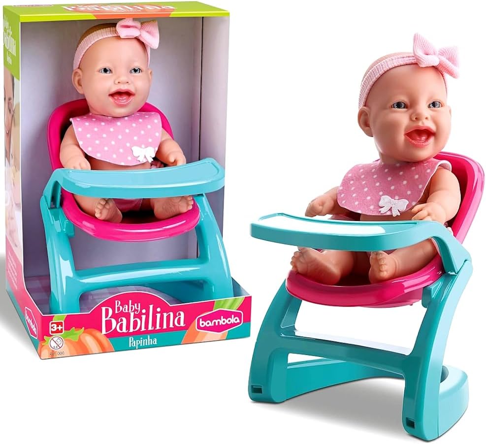 Boneca Baby Babilina Papinha Premium Com Cadeirão na Caixa
