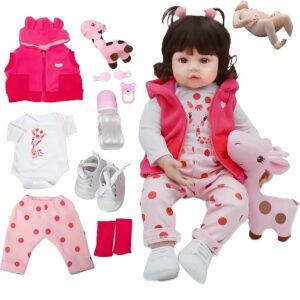 Boneca Bebê reborn menina 100% silicone pode dar banho criança presente Original 48cm Girafinha Boneca