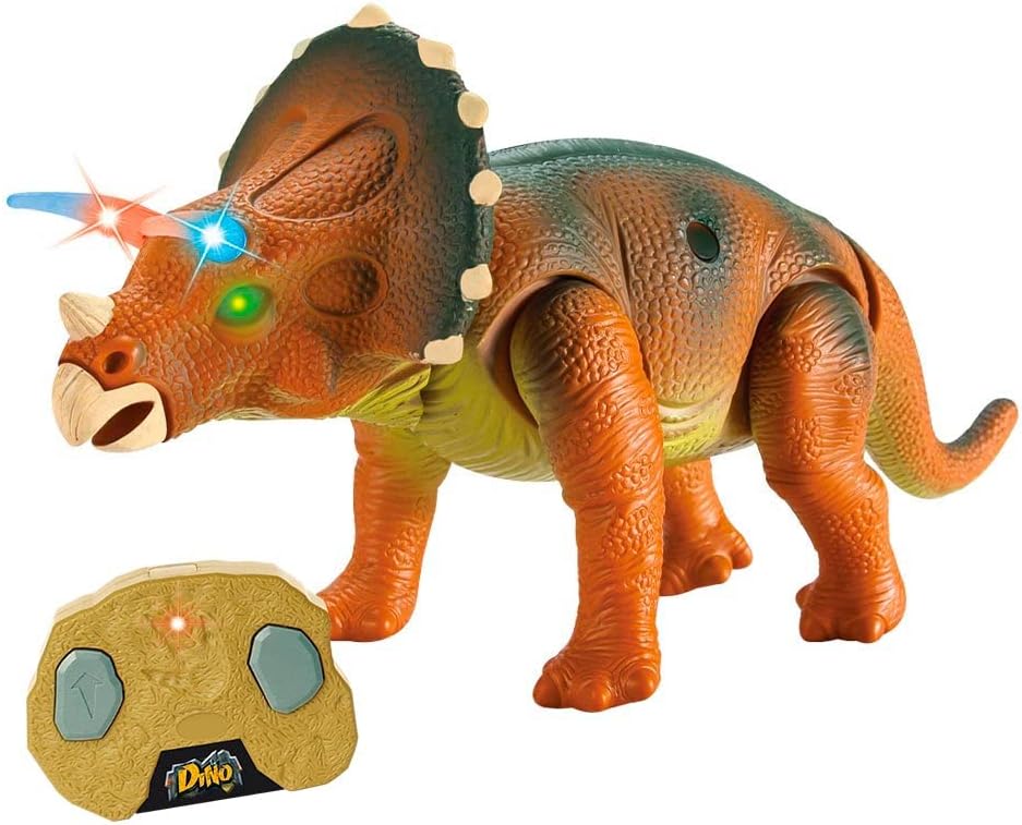 Boneco Dinossauro Tricerátopo com Controle Remoto, DM Toys